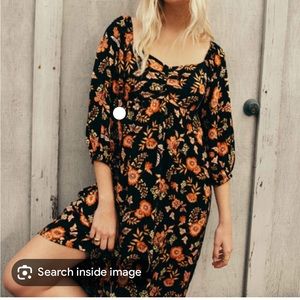 Billabong Midi Dress square neck moody floral medium new with tags